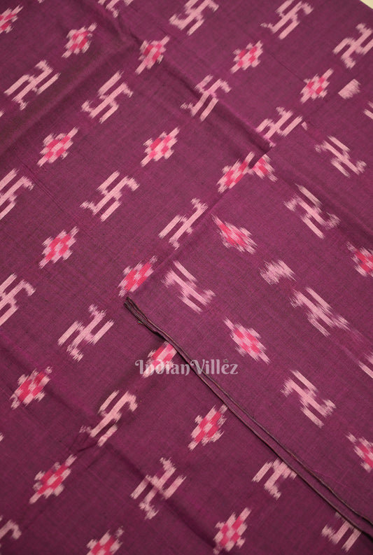 Purple Pasapali Swastik Sambalpuri Ikat Cotton Fabric