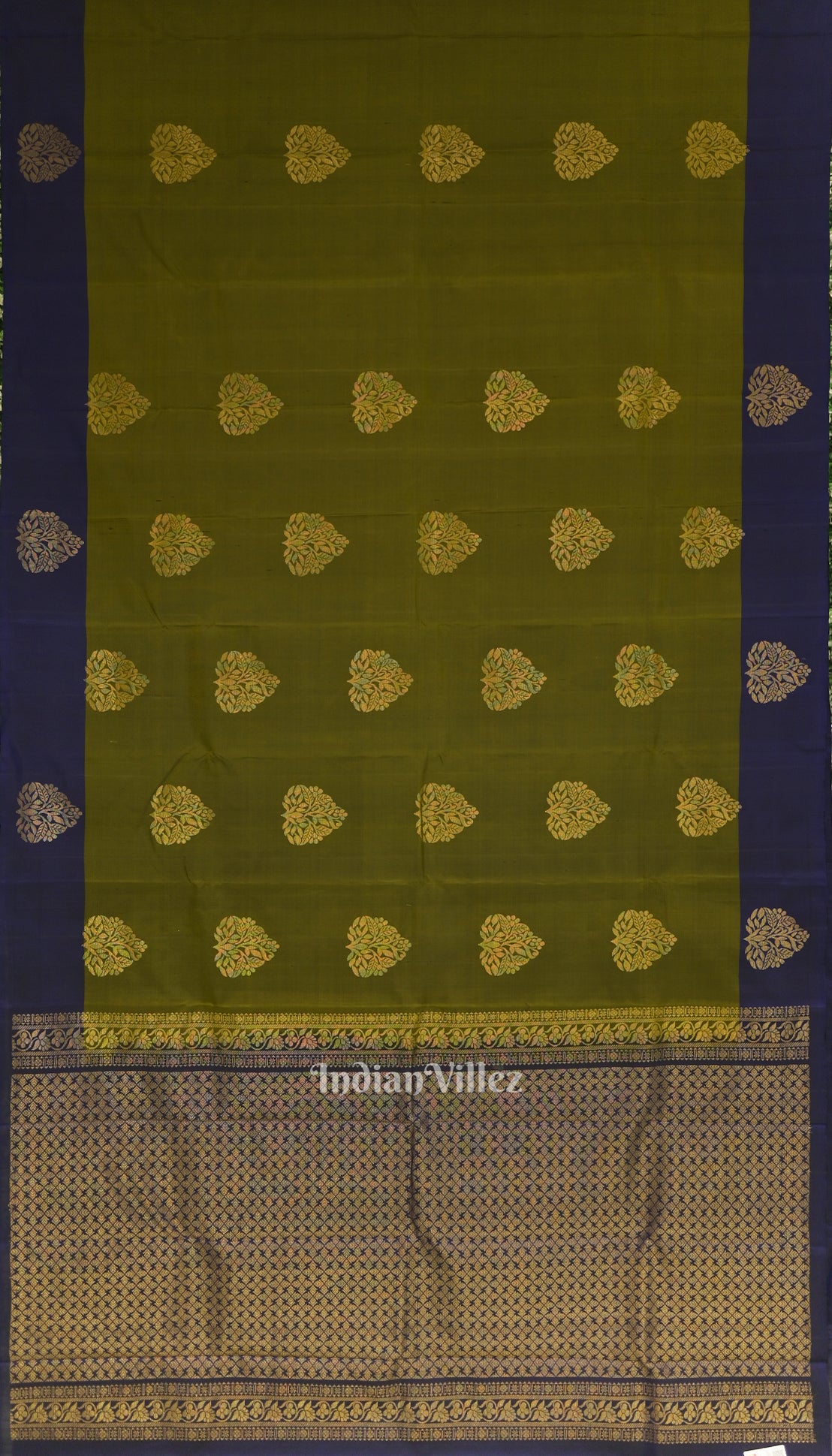 Hunter Green With Navy Blue Pure Kanjivaram Soft Silk Saree