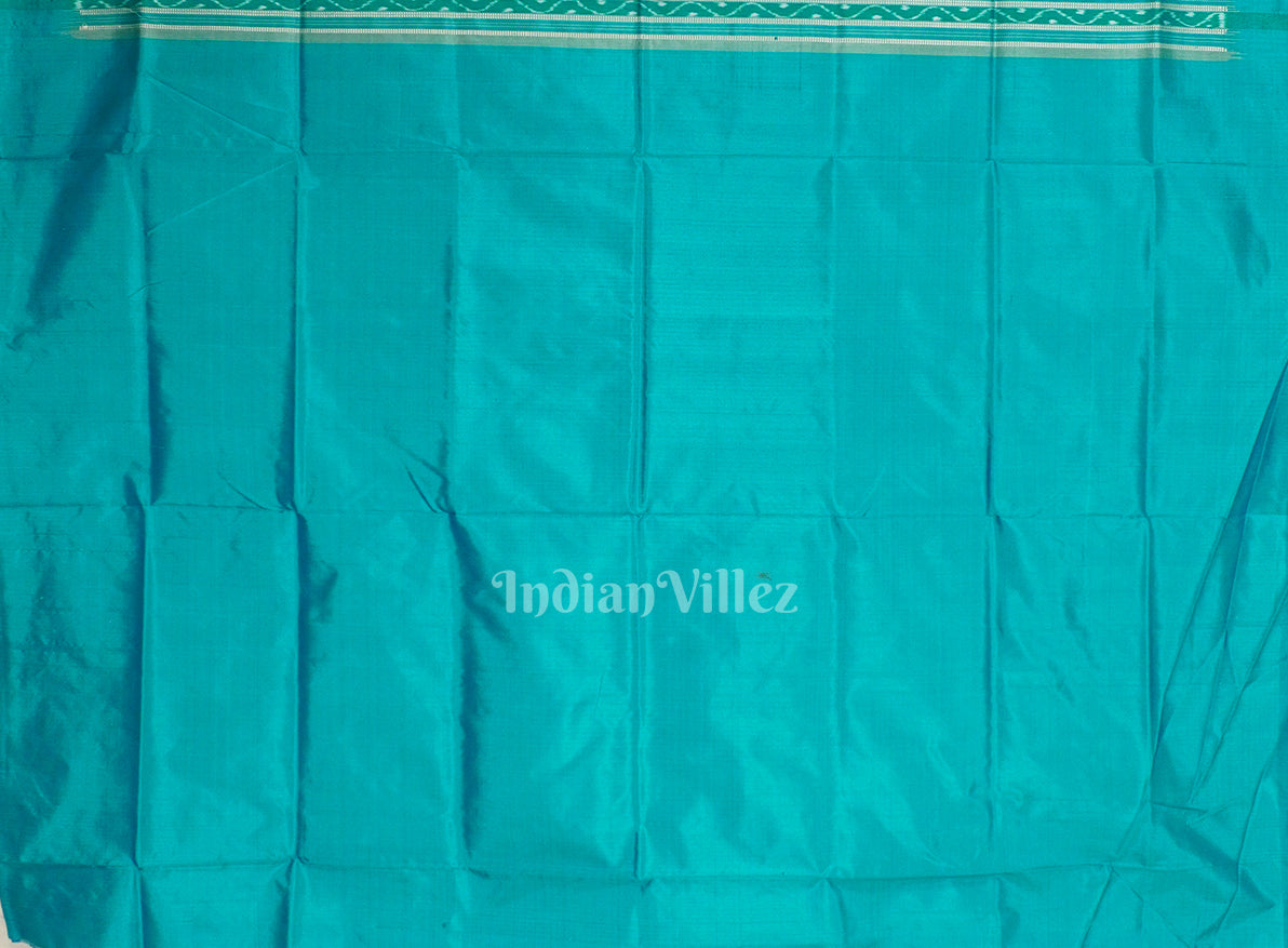 Teal Green With Tribal Design Pure Sambalpuri Silk Saree