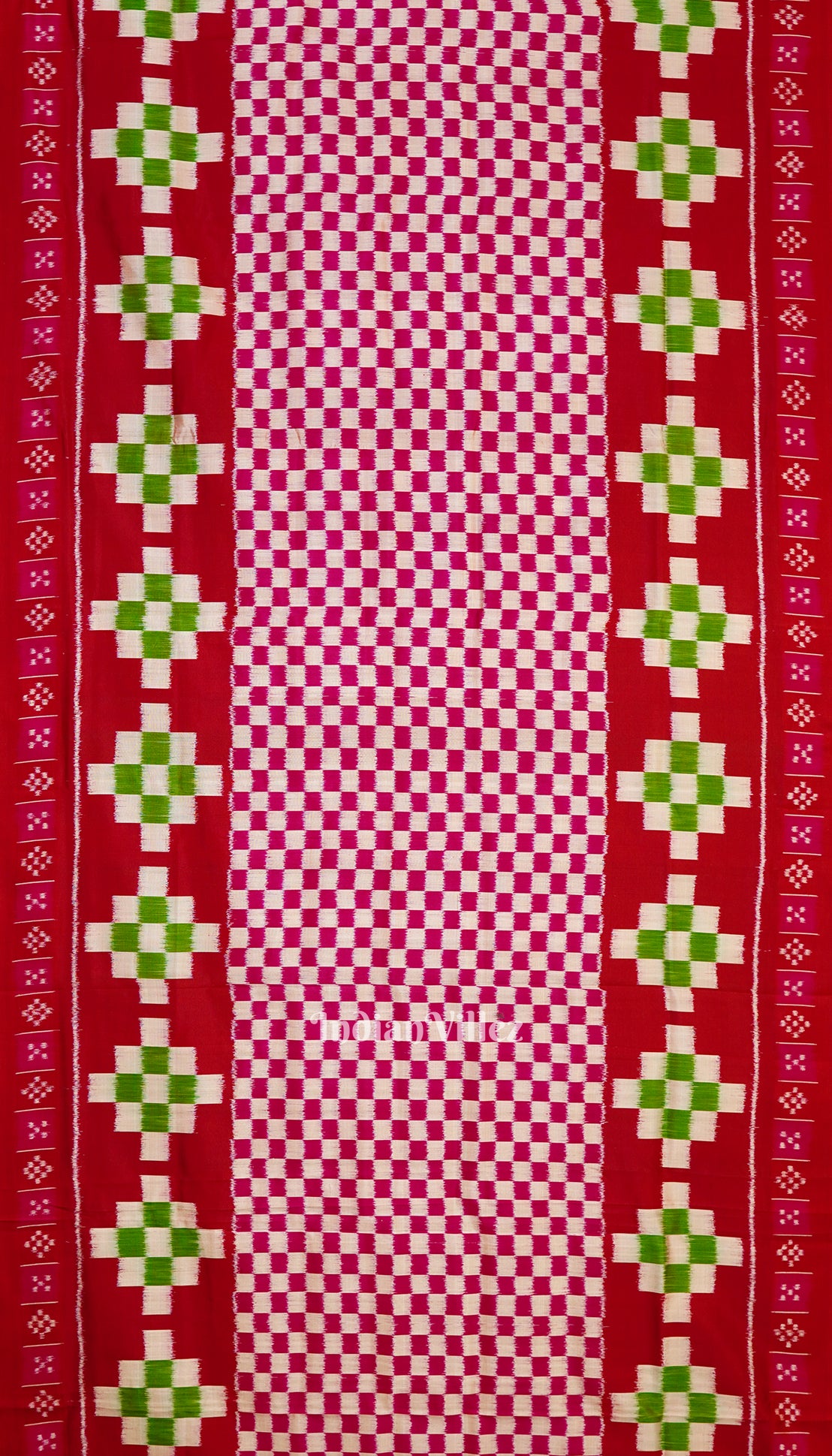 Red Rani Pasapali Theme Odisha Ikat Contemporary Silk Saree