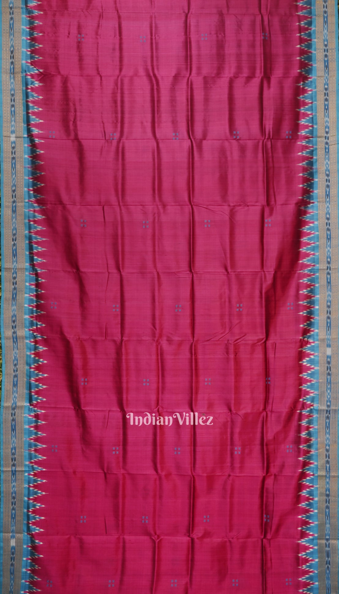 Maroon Phoda Kumbha Butta Design Odisha Ikat Khandua Silk Saree