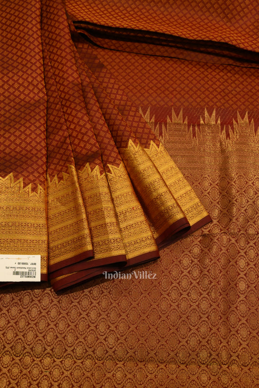 Golden Maroon Pure Kanjivaram Silk Saree