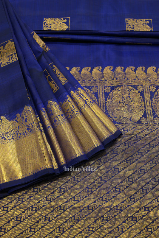 Indigo Blue Doli Barat Theme at Border Pure Kanjivaram Silk Saree