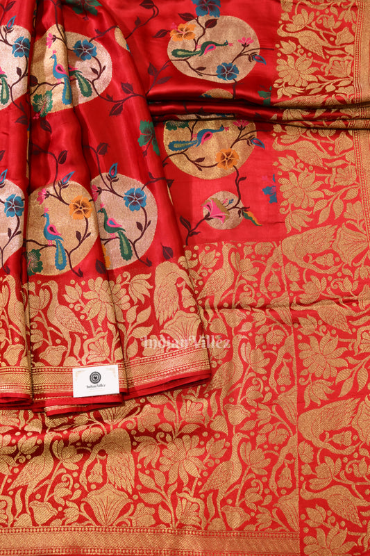 Attractive Bridal Red Banarasi Katan Silk Saree