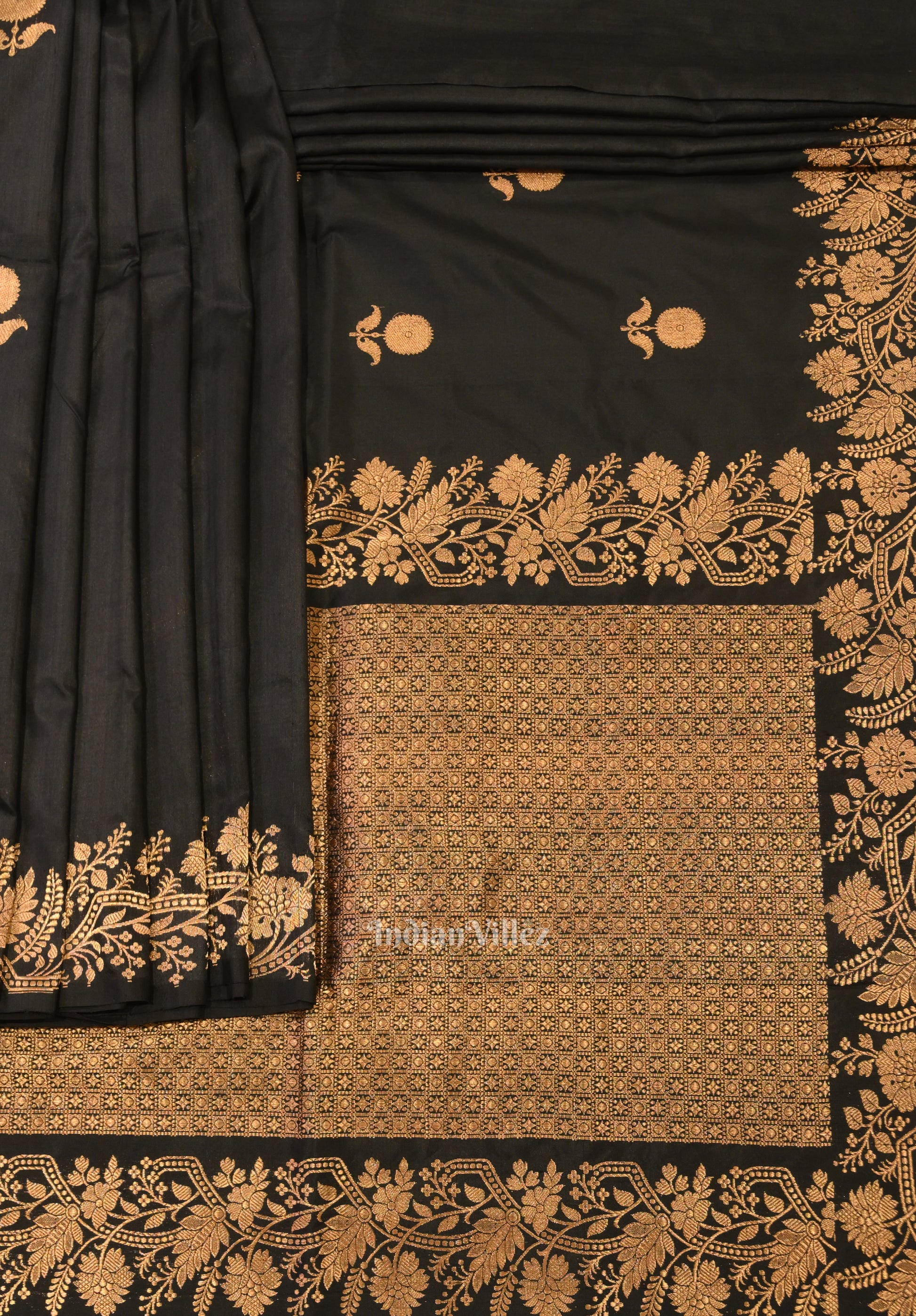 Black Designer Katan Banarasi Silk Saree