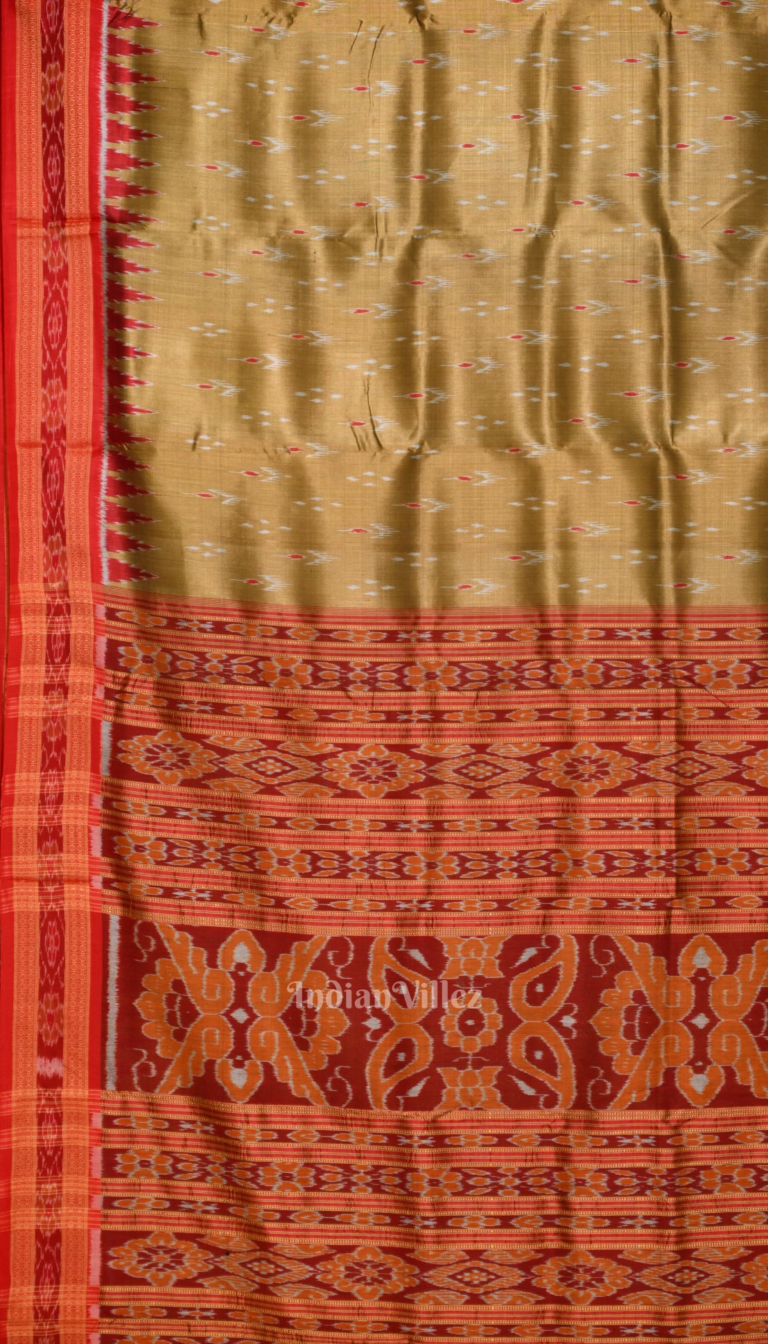 Khaki Mayur Chandrika Khandua Silk Saree