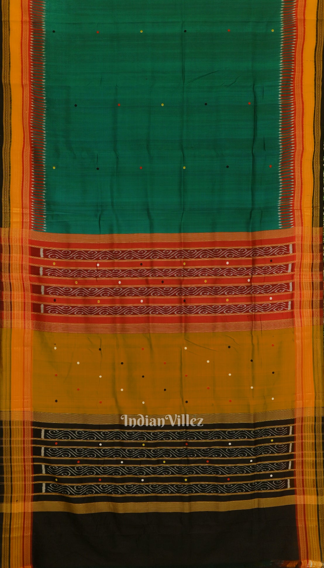 Green Red Kathiphera Odisha Ikat Khandua Silk Saree