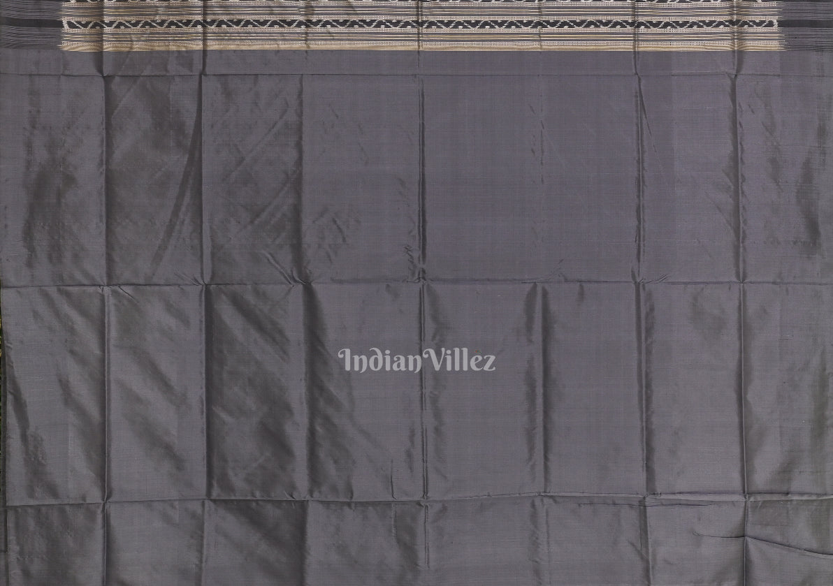 Cement Gray Pasapali Contemporary Sambalpuri Ikat Silk Saree