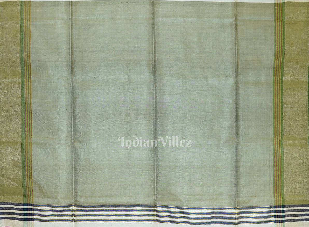 Cream With Multicolor Handwoven Soft Silk Saree 