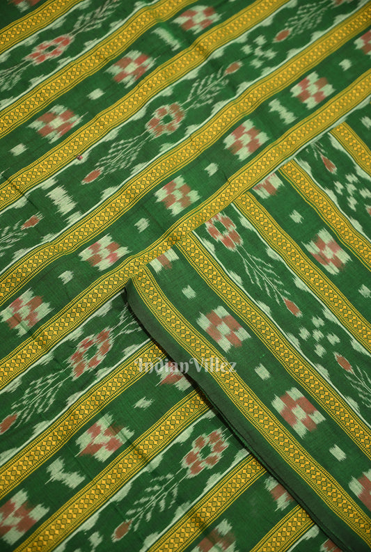 Forest Green Bandha Sambalpuri Ikat Cotton Fabric