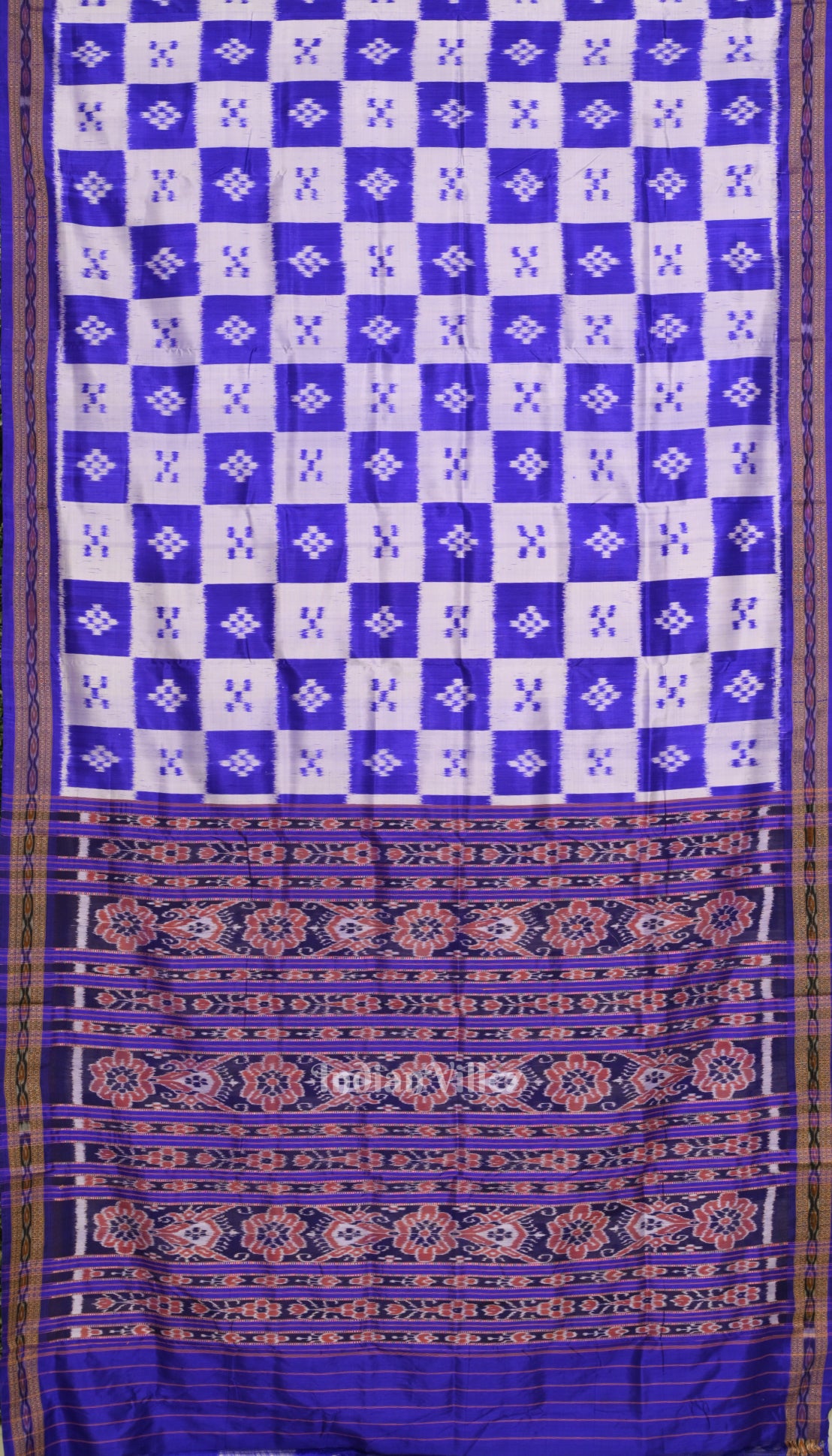 Royal Blue Pasapali Theme Odisha Handloom Khandua Silk Saree