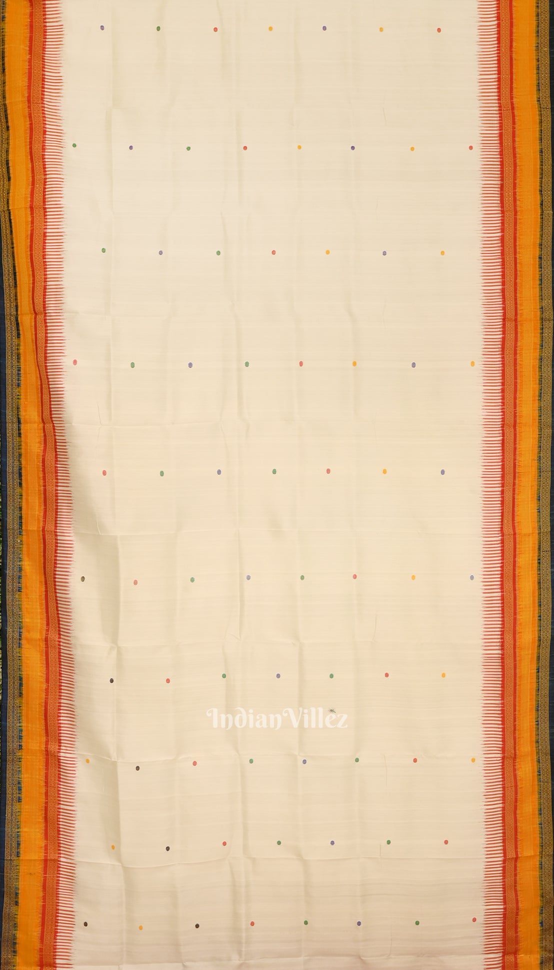 White Red Single Butta With Kathiphera Odisha Ikat Khandua Silk Saree