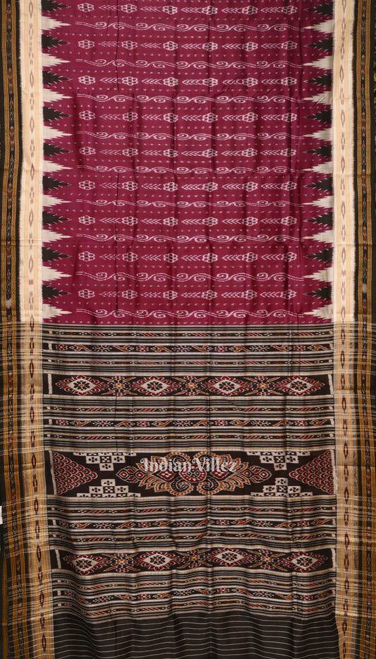 Maroon Phoda Kumbha Odisha Ikat Khandua Silk Saree