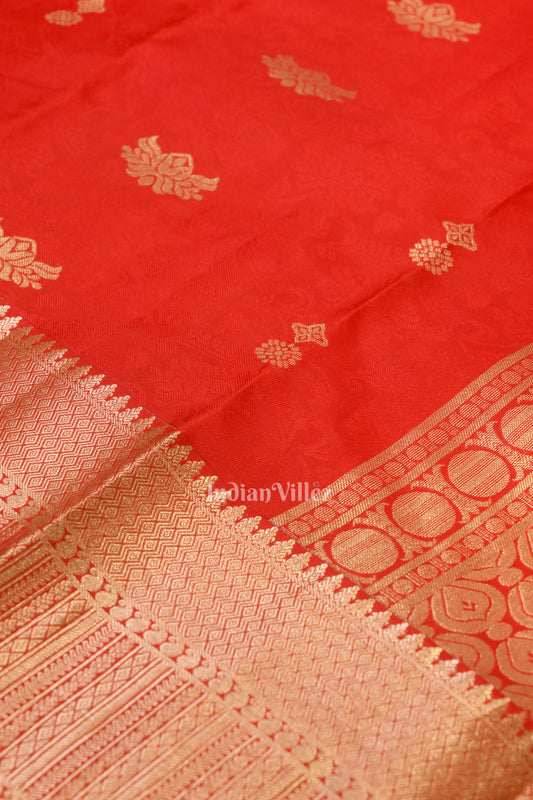 Bridal Red pure authentic Kanjivaram Silk Saree with  Zari Brocade 