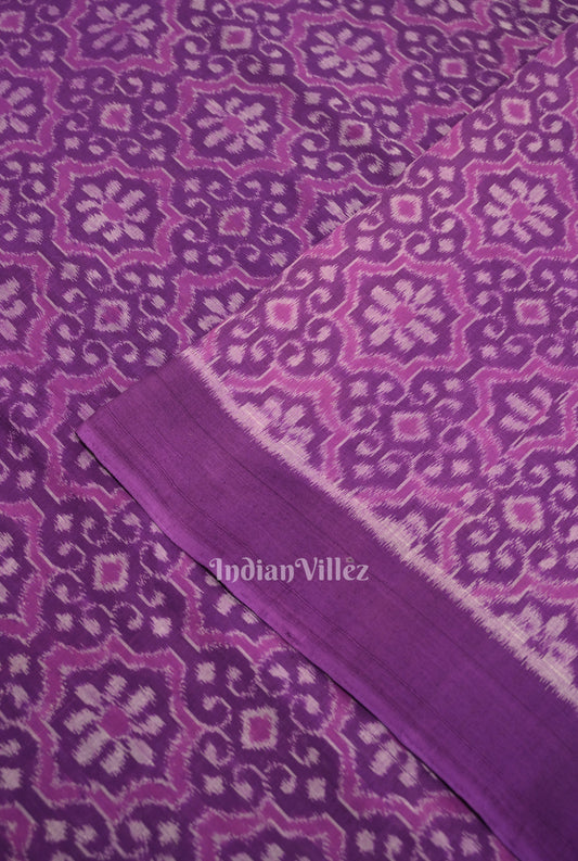 Violet Floral Motif Sambalpuri Ikat Cotton Fabric