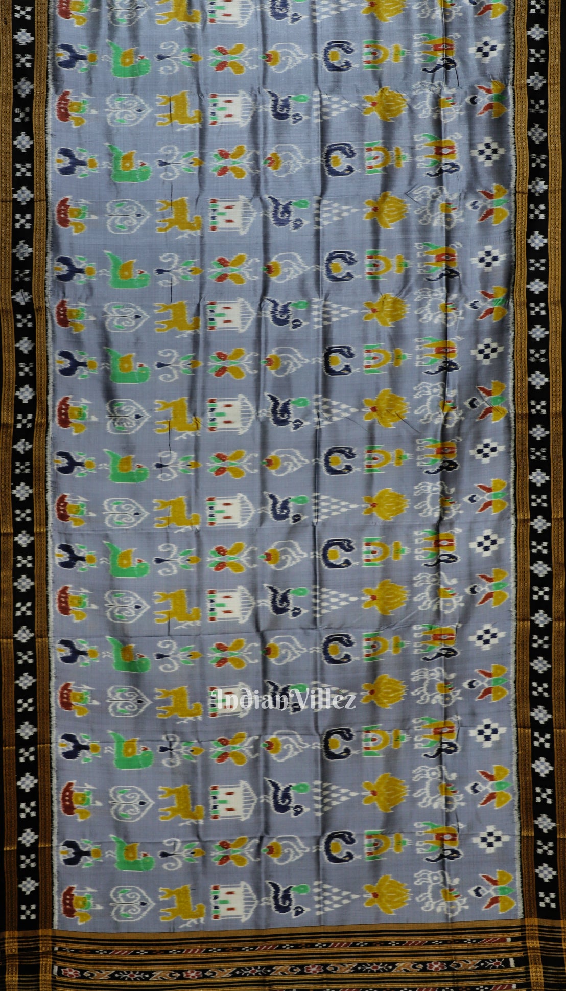 Ash Grey Nabarangi Khandua Silk Saree with Pasapali Anchal