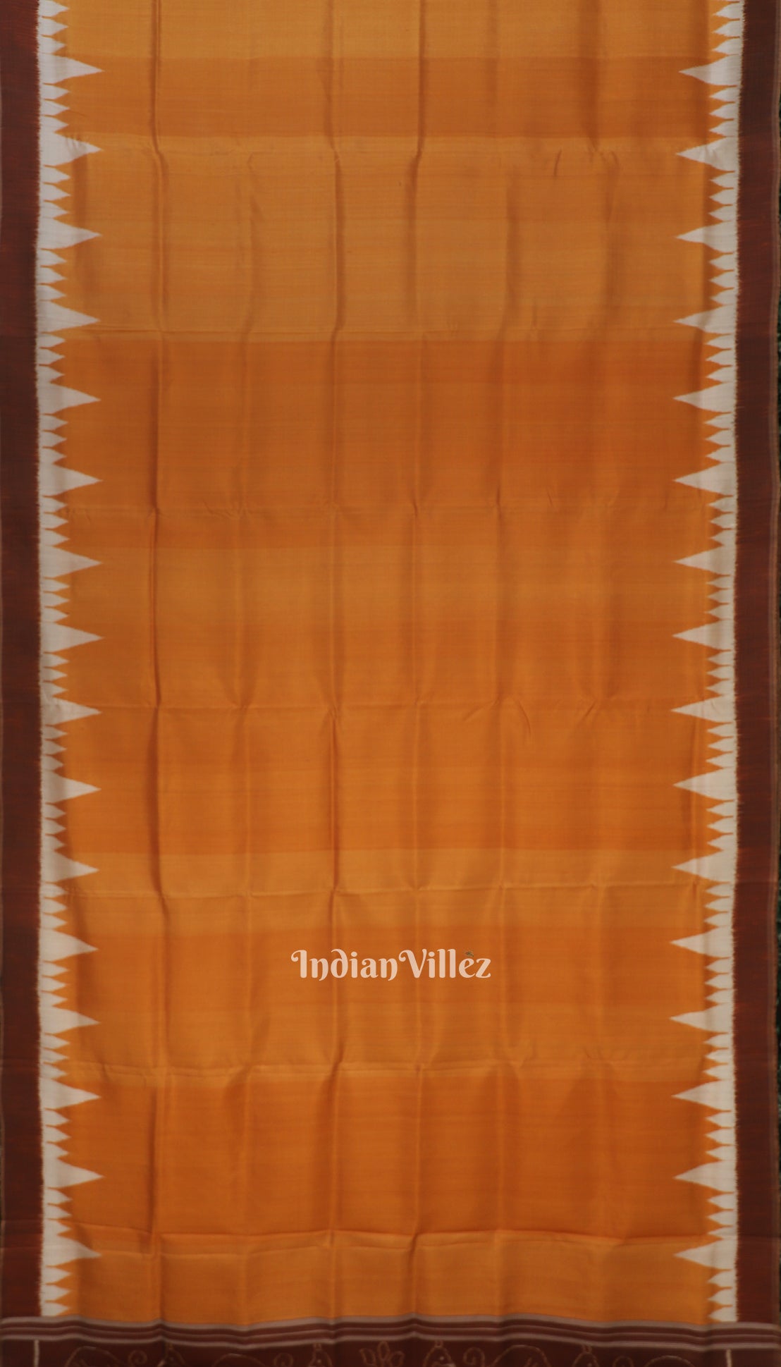 Yellow Orange Phoda Kumbha Theme Odisha Ikat Contemporary Silk Saree