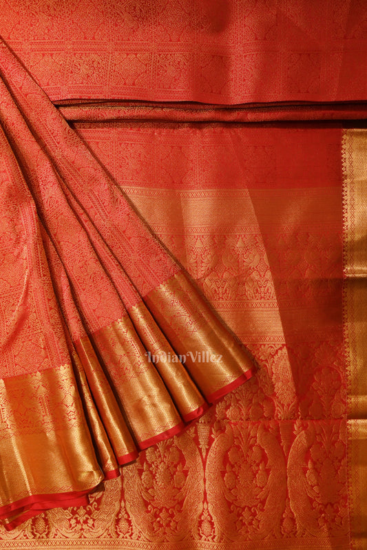 Red With Golden Pure Kanjivaram Silk Saree