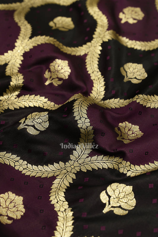 Violet Rangkart Mashru Satin Silk Banarasi Saree