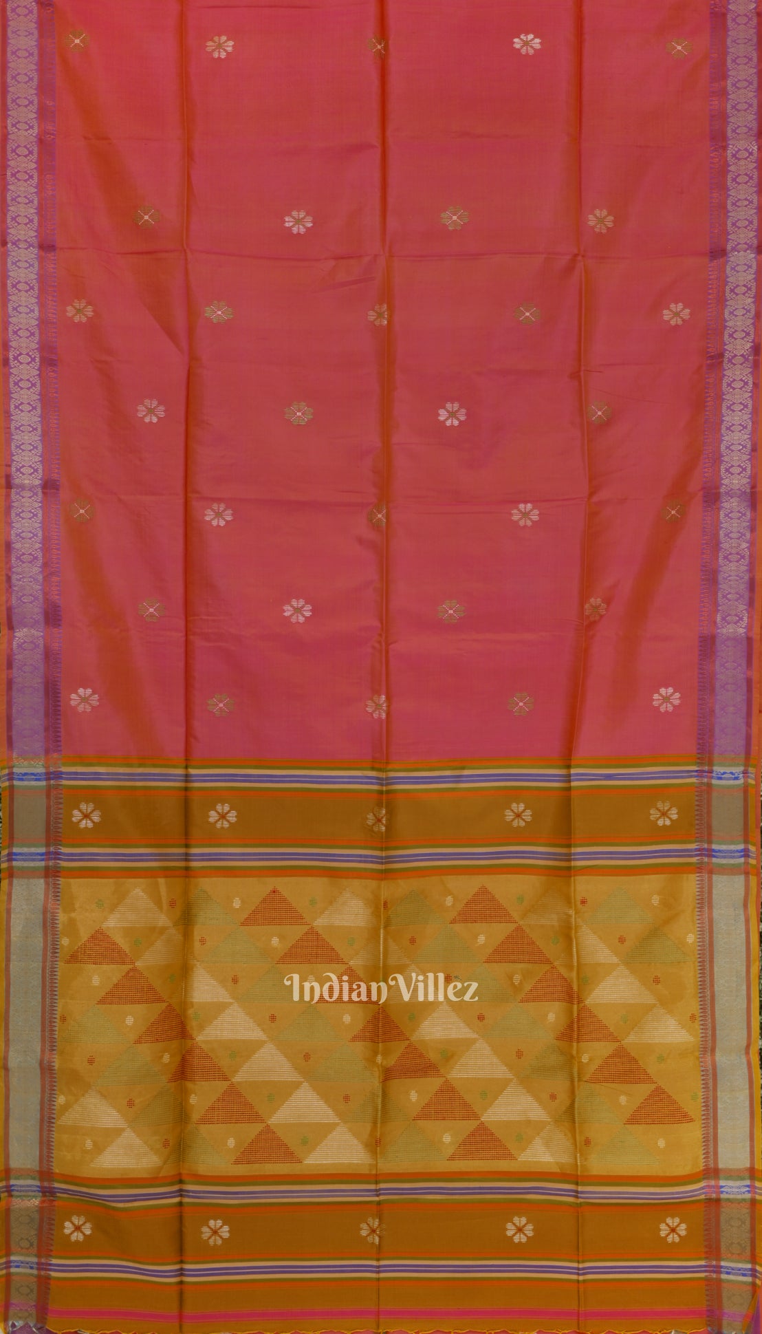 Rani Pink With Golden Yellow Pure South Soft Silk Saree