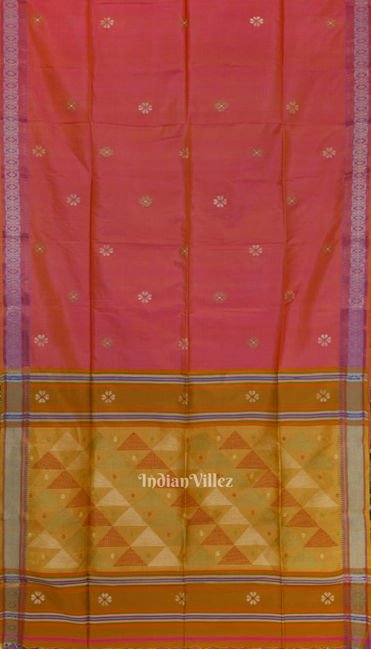 Rani Pink With Golden Yellow Pure South Soft Silk Saree