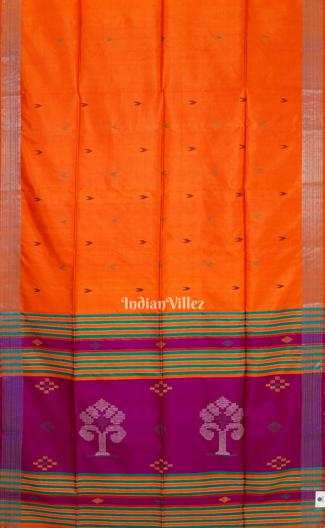 Rani With Golden Orange Handwoven South Soft Silk Saree