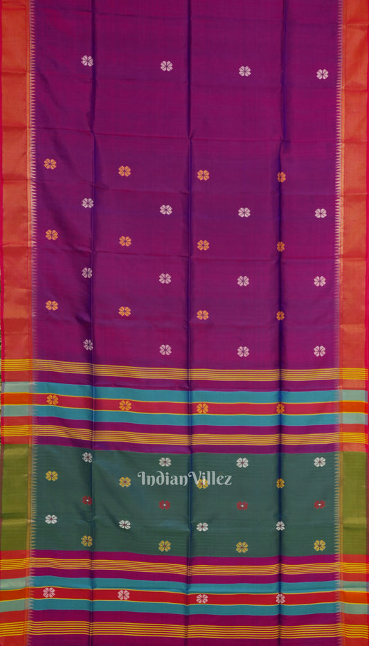 Maroon With Green Pure South Soft Silk Saree