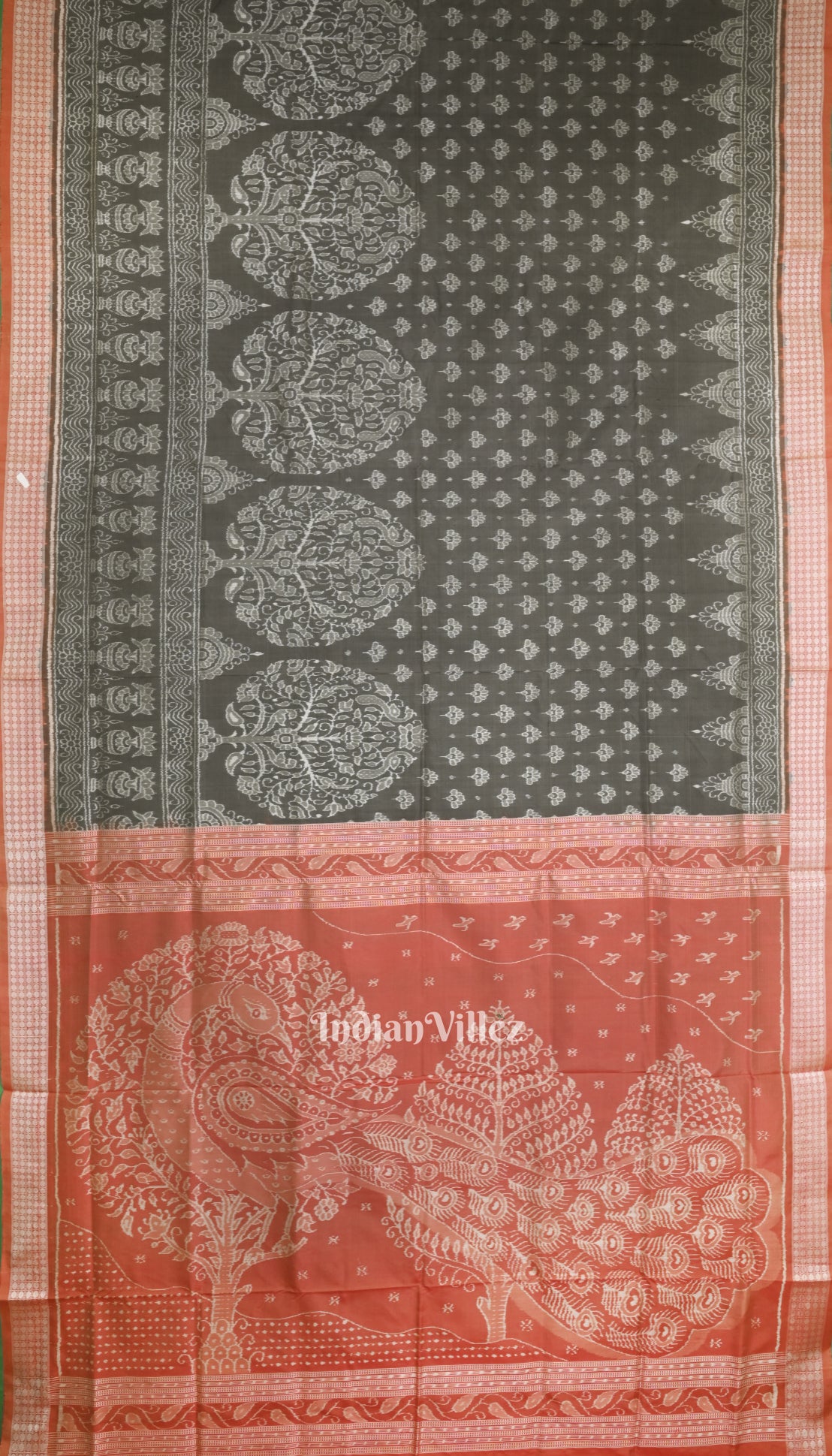 Moss Green Odisha Ikat Sambalpuri Silk Saree