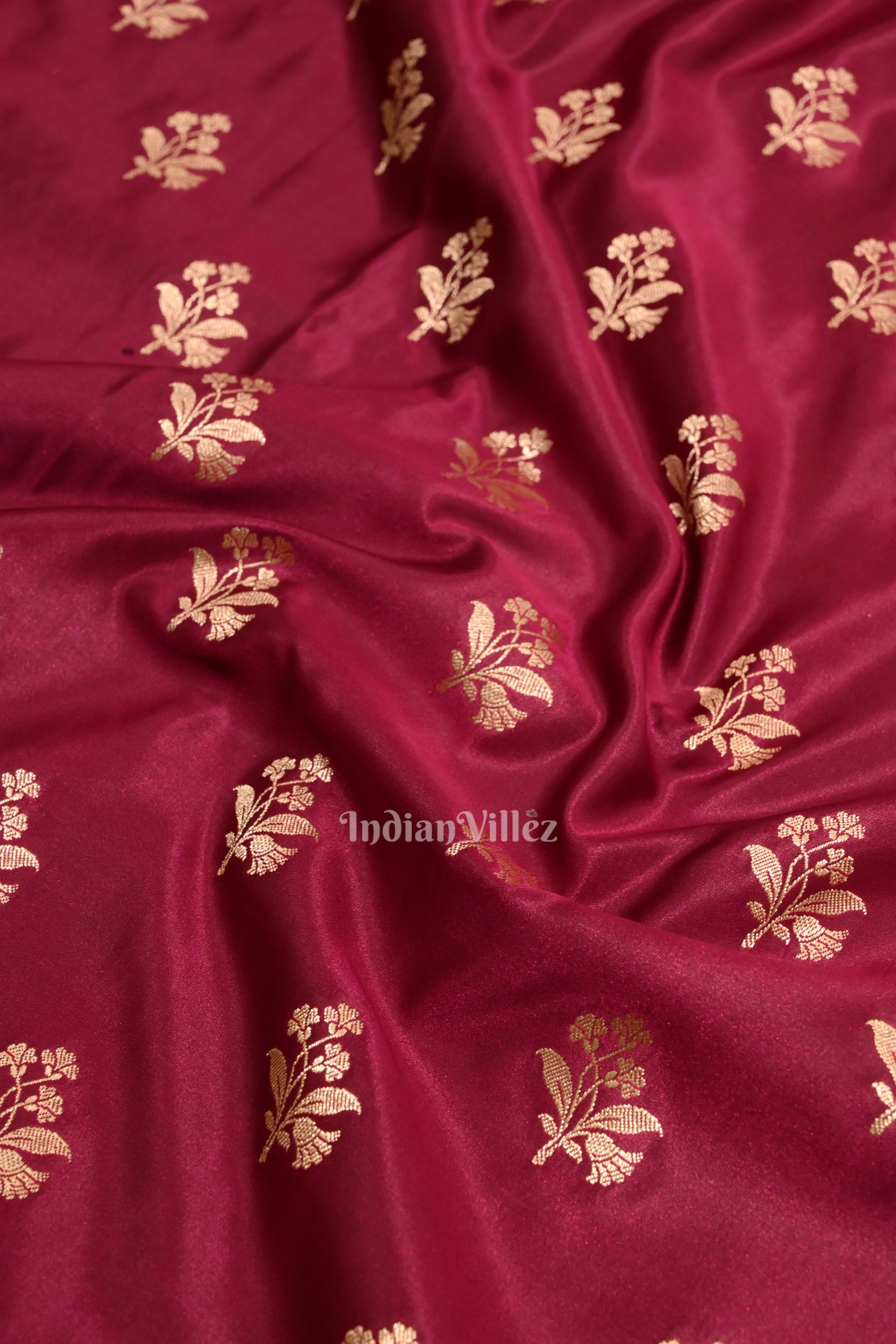 Authentic Magenta Pink Banarasi Mashru Silk Saree