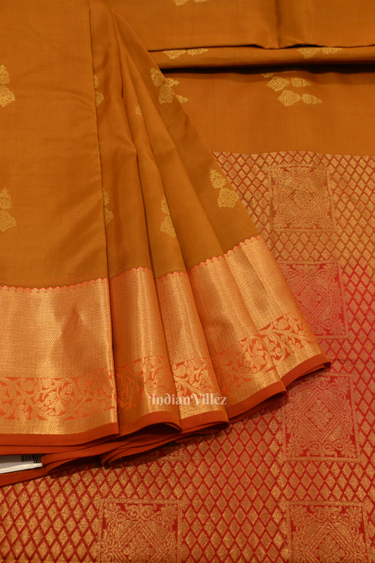 Camel Red Pure Kanjivaram Silk Saree