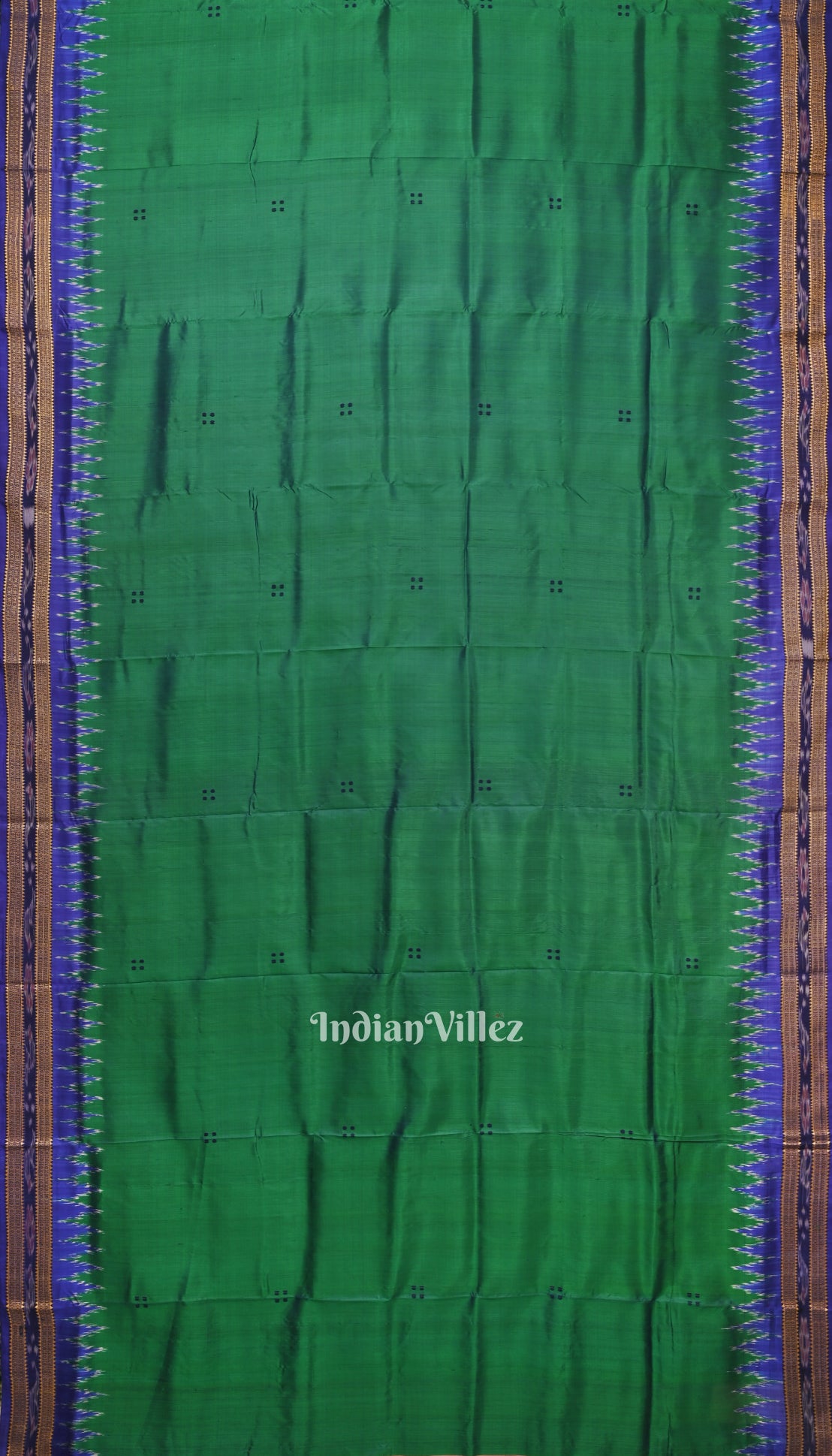 Deep Green Butta Design Odisha Ikat Khandua Silk Saree