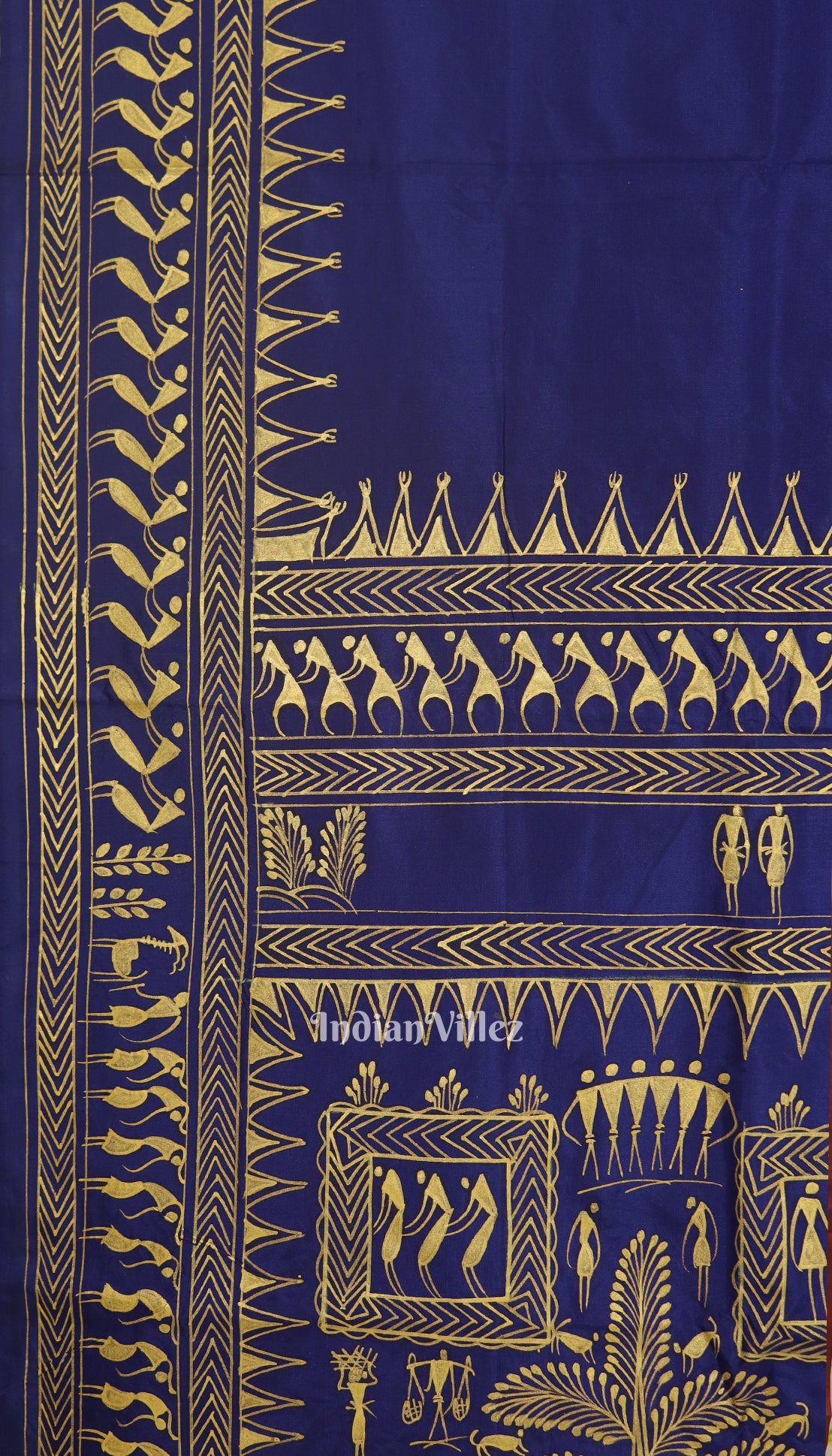 Blue Tribal Theme Pattachitra Silk Saree