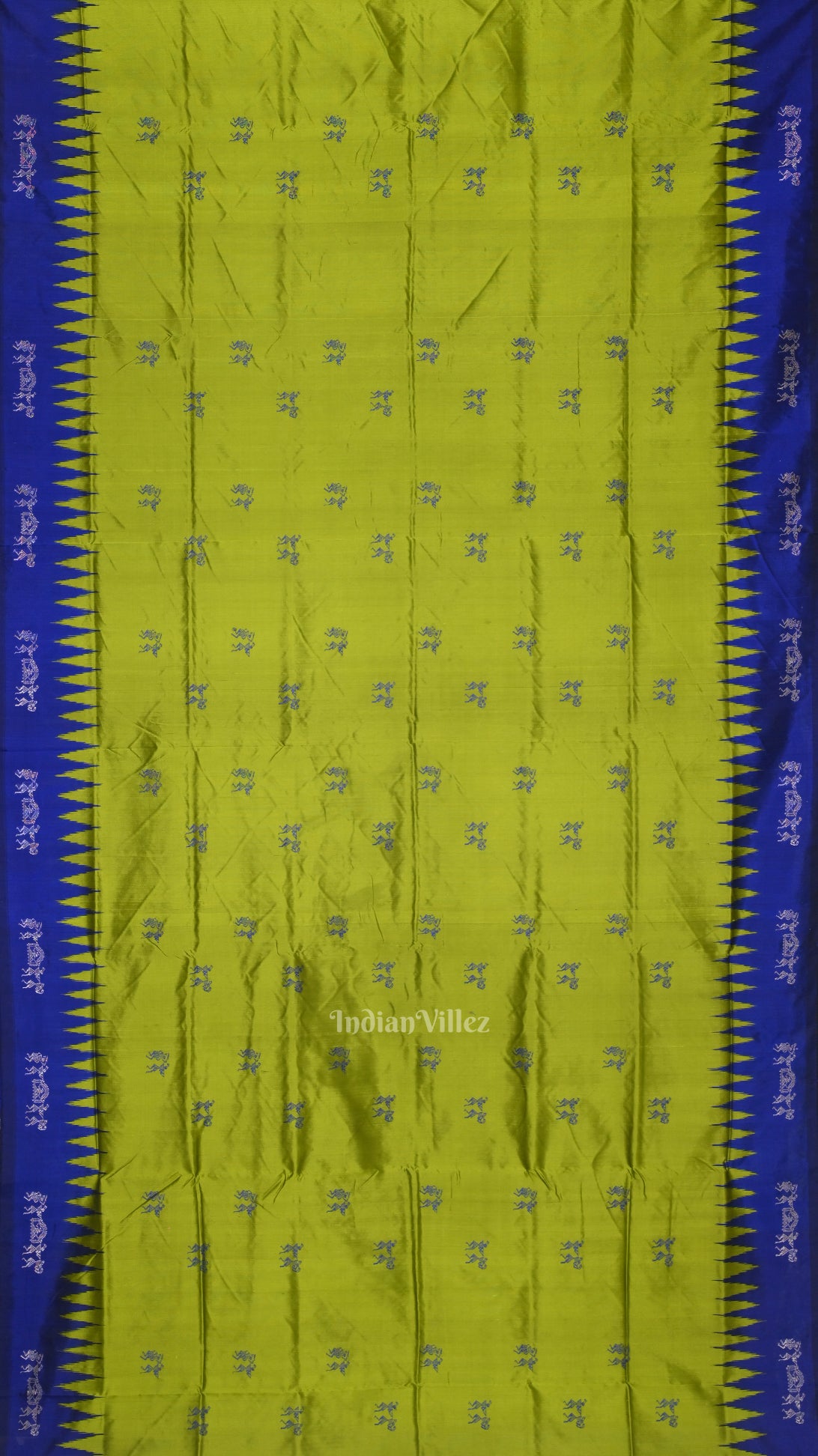 Exclusive Parrot Green Tribal Theme Bomkai Sambalpuri Silk Saree