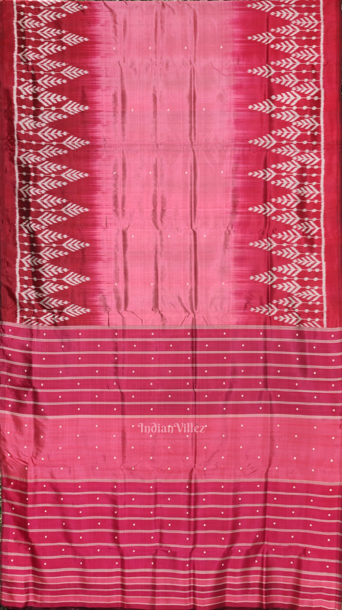 Onion Pink Red Buti Design Odisha Ikat Contemporary Silk Saree