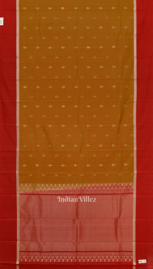 Reddish Golden Yellow Pure Kanjivaram Soft Silk Saree