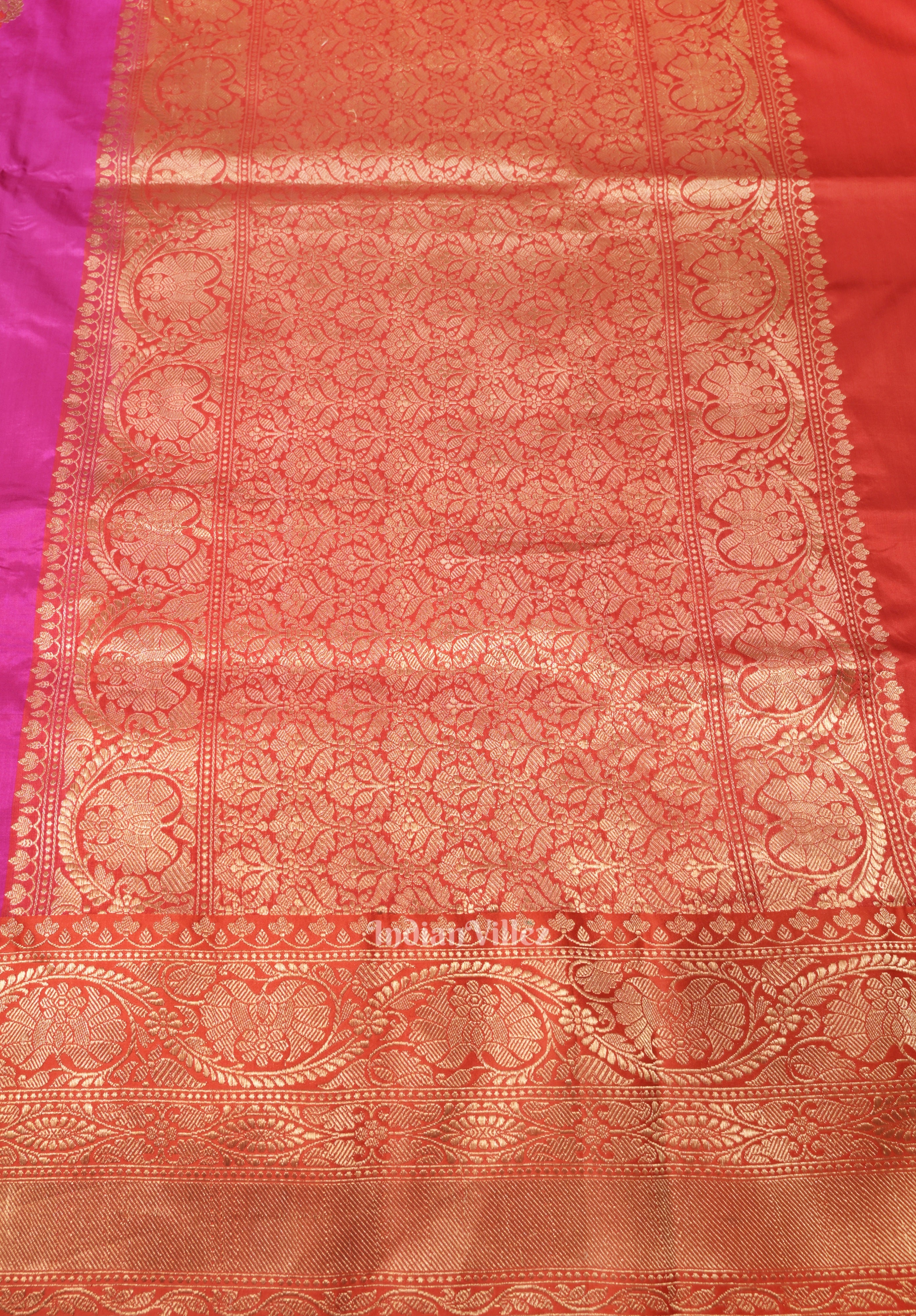 Rani Pink Designer Pure Banarasi Katan Silk Saree