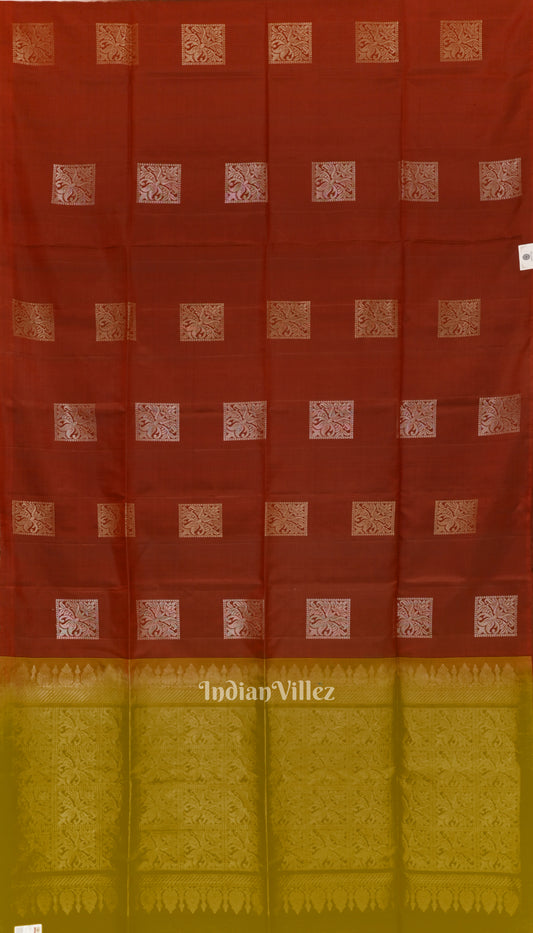 Maroon With Parrot Green Pure Kanjivaram Soft Silk Saree