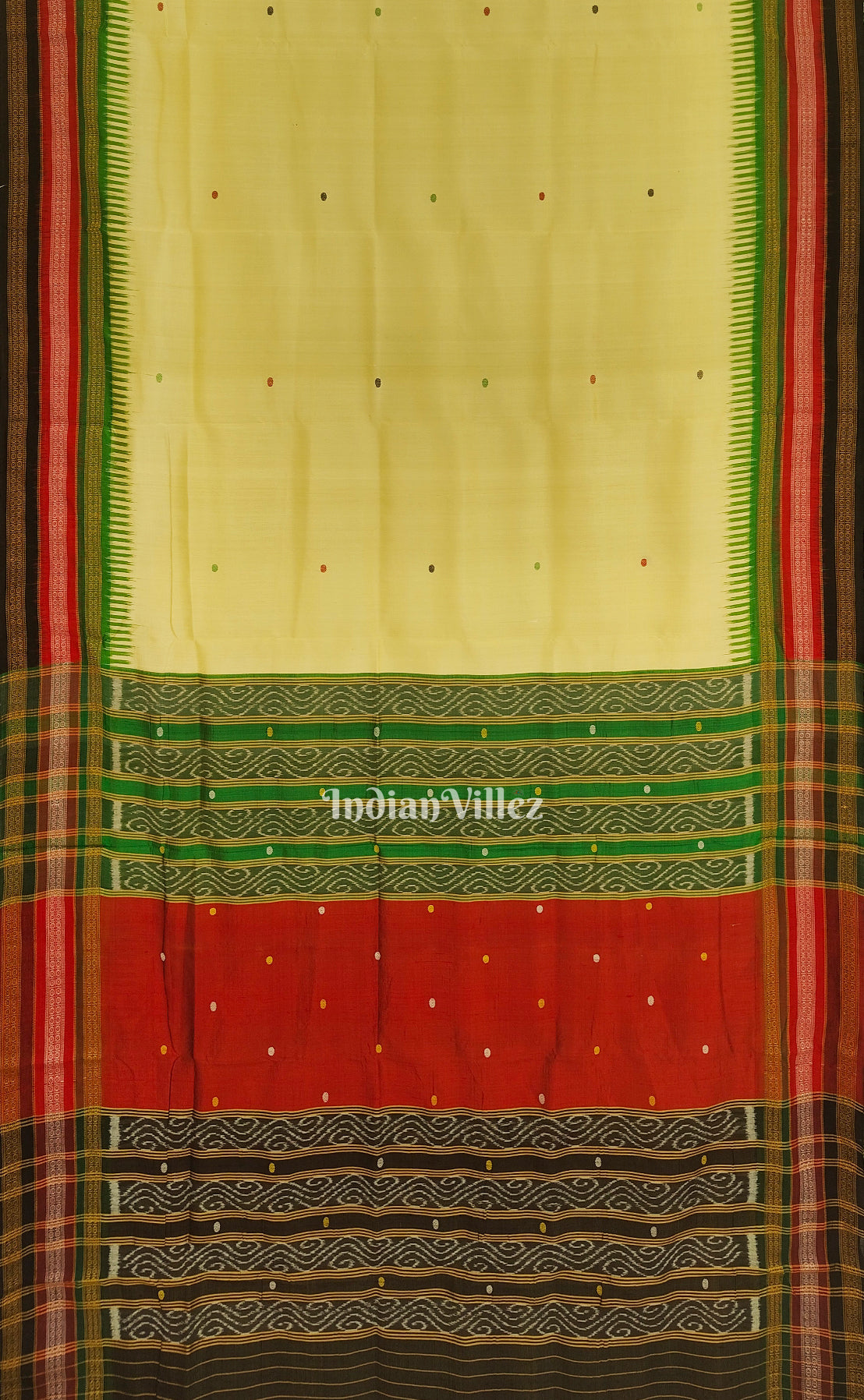 Lemon Yellow Kathiphera Odisha Ikat Khandua Silk Saree