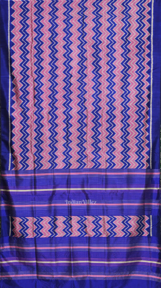 Baby Pink Blue Odisha Ikat Contemporary Designer Saree 