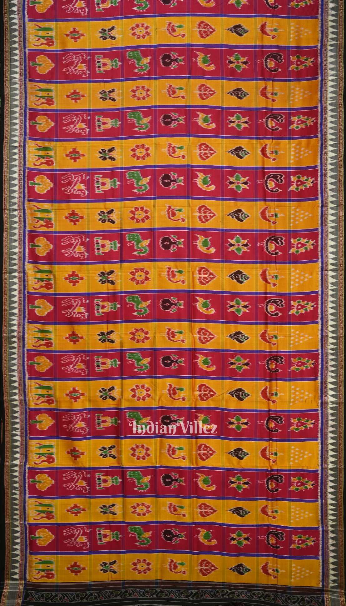 Red Yellow Nabakothi Nabarangi Khandua Silk Saree