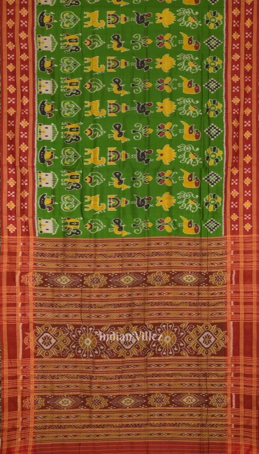 Green Nabarangi Nabakothi Border Pasapalli Odisha Ikat Khandua Silk Saree