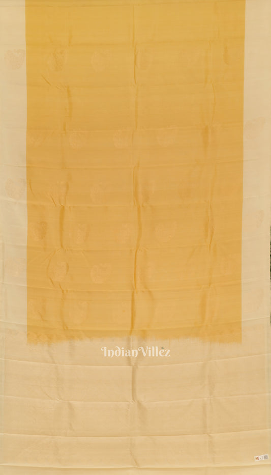 Light Yellow Pure Kanjivaram Soft Silk Saree