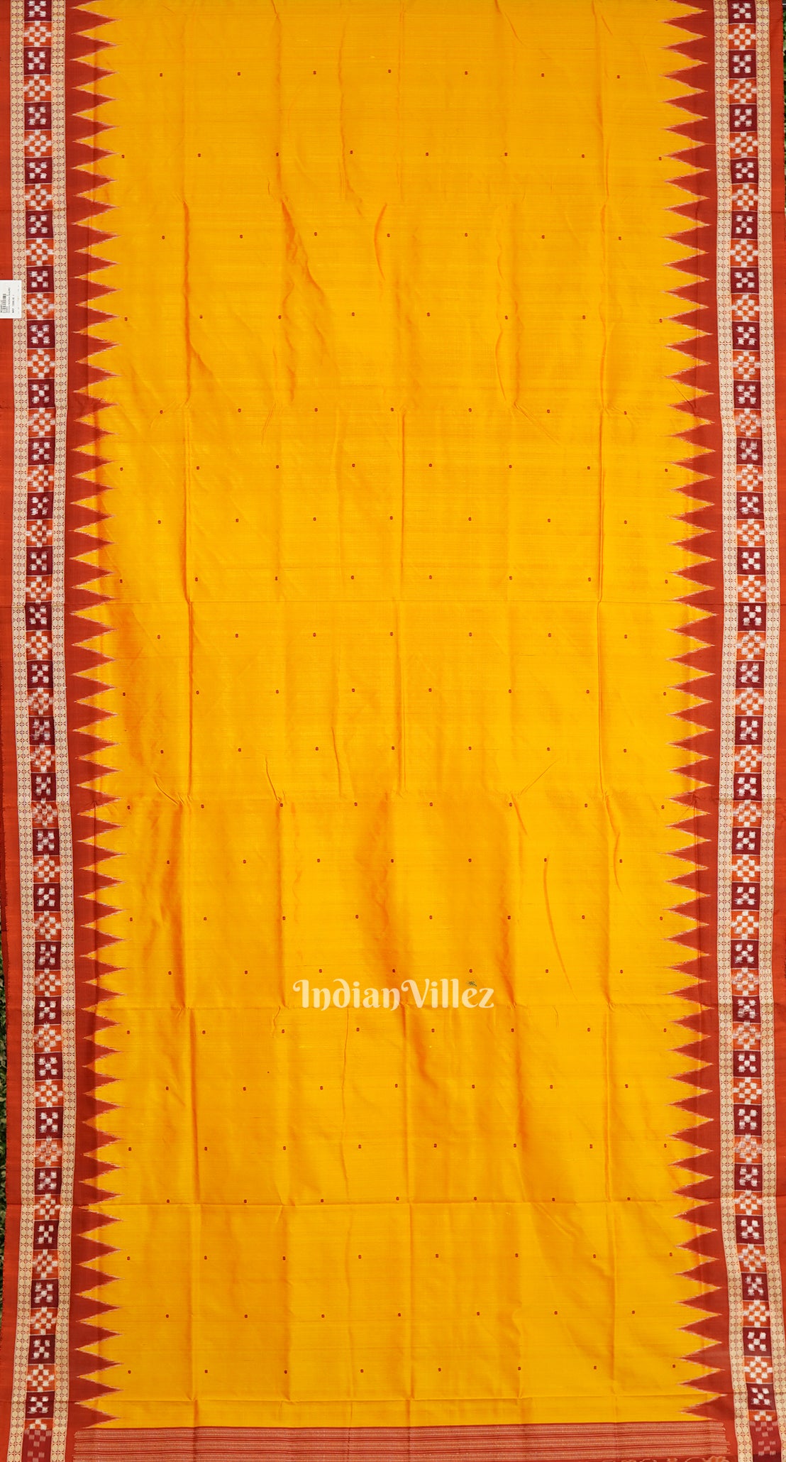 Golden Yellow Butta Design Sambalpuri Silk Saree