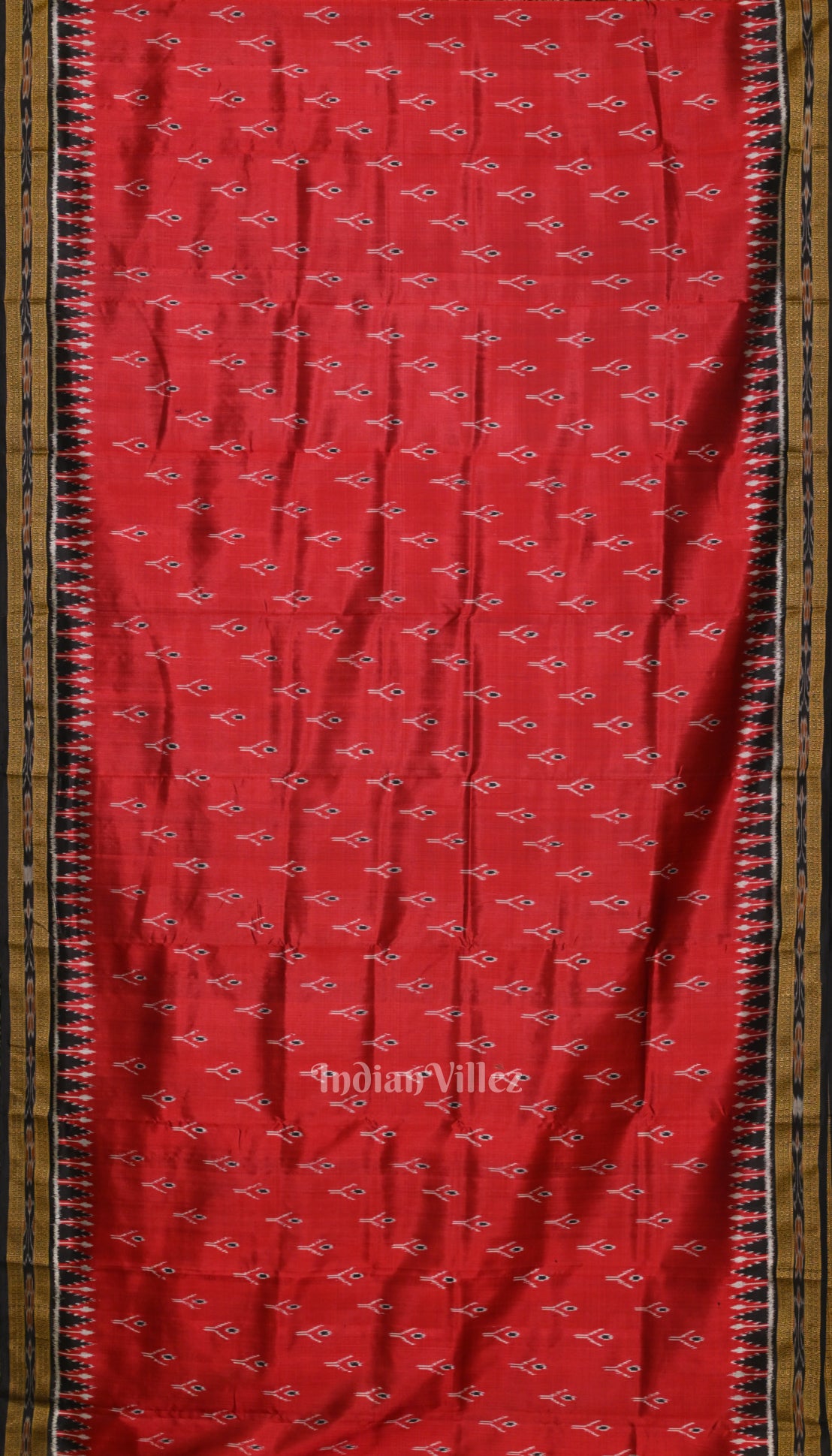 Deep Red Mayur Chandrika Khandua Silk Saree 