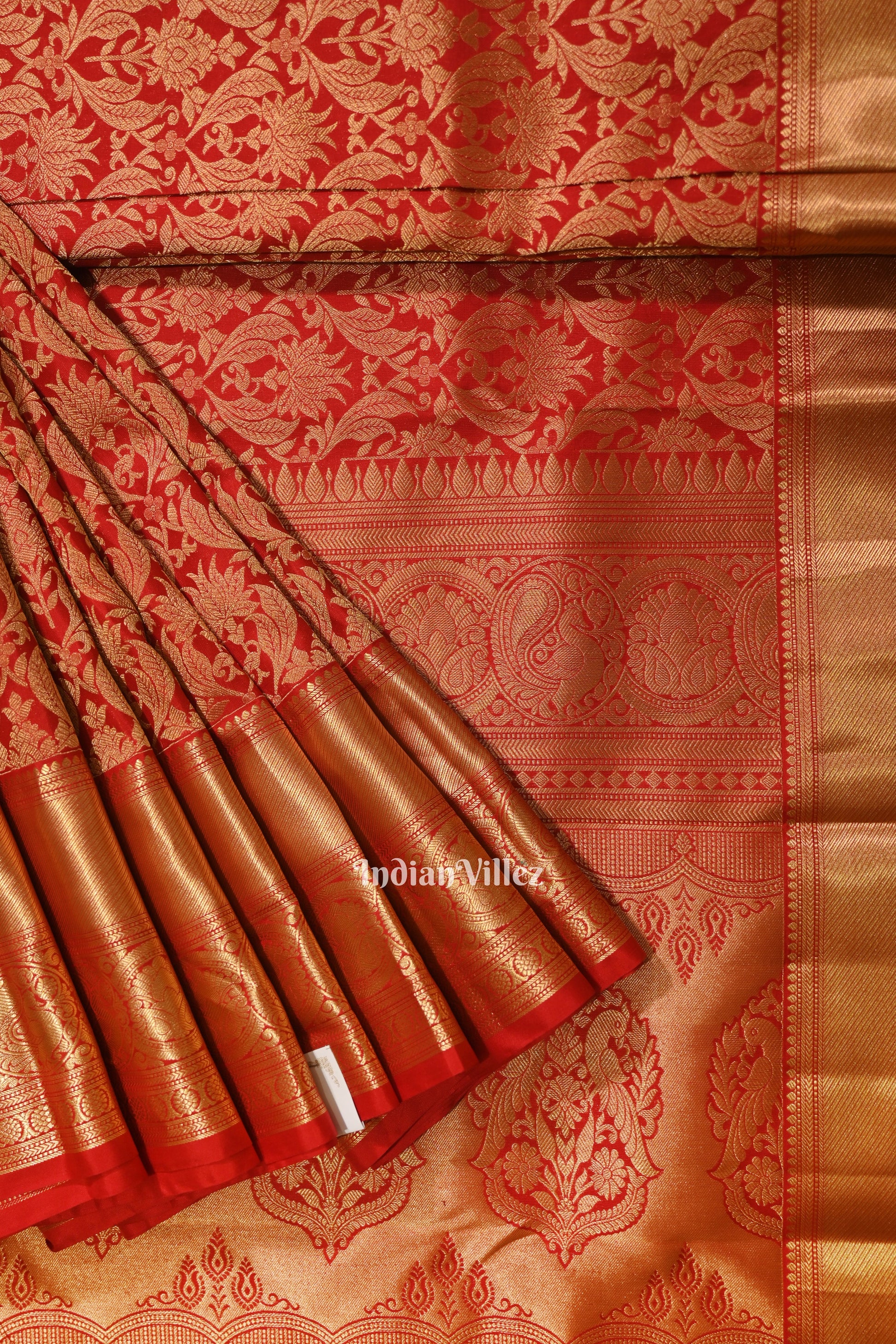 Red Pure Kanjivaram Silk Saree with Zari Brocade 