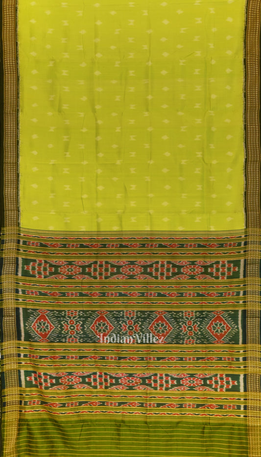 Parrot Green Odisha Ikat Khandua Silk Saree