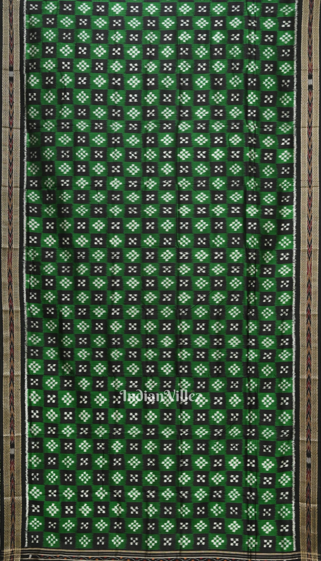 Black Green Pasapali Theme Odisha Ikat Khandua Silk Saree