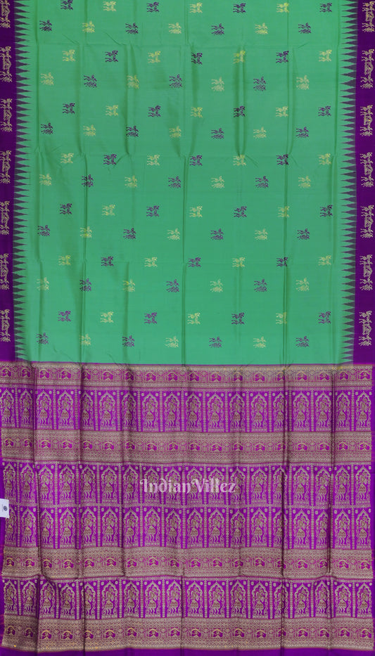 Green Magenta Tribal Doli Sawari Contemporary Bomkai Silk Saree