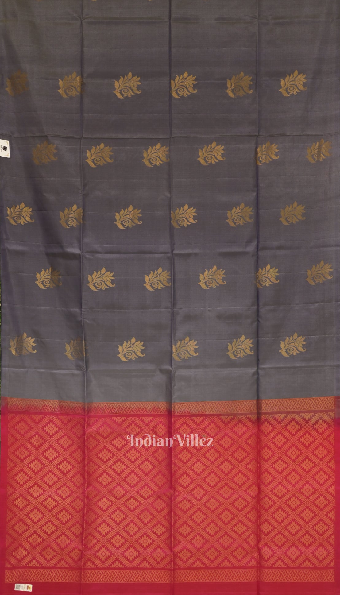 Grey With Rani Pink Pure Kanjivaram Soft Silk Saree