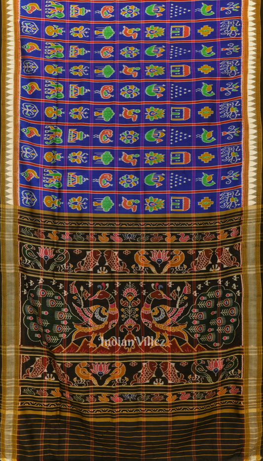 Blue Red Nabakothi Khandua Silk Saree